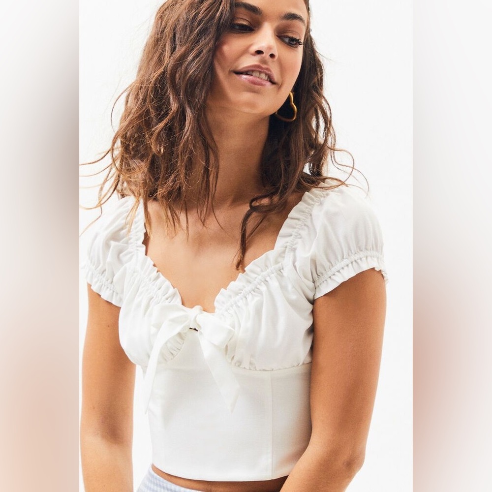 lottie moss pacsun milkmaid tie front bustier top